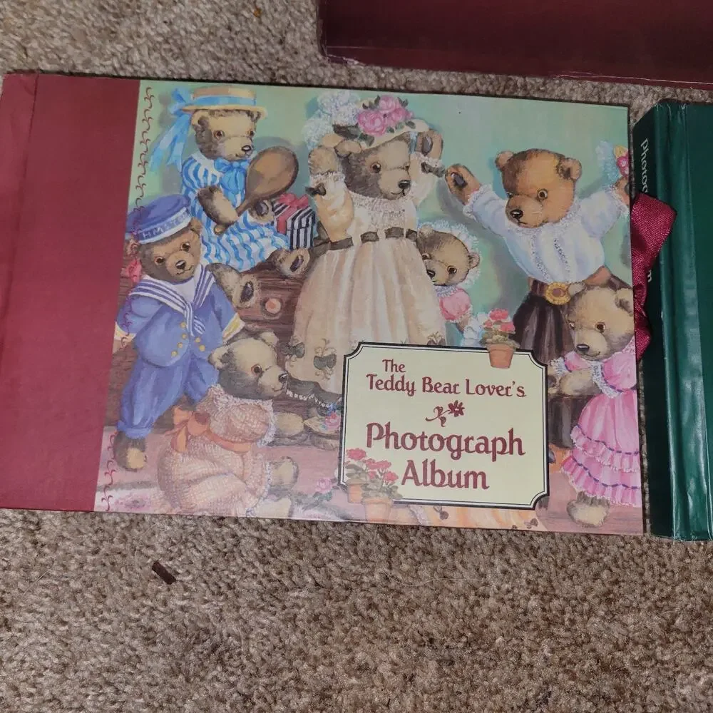 Teddy Bear Lovers‎ PHOTOGRAPH ALBUM Book SET Bow Closures With Sleeve Vintage